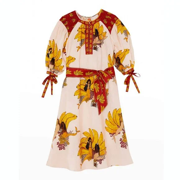 🥭 FARM Rio Off-White Mermaid Bananas Midi Dress - Picture 2 of 14